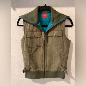 121. Edc by Esprit Cropped Utility Vest Two Tone Green XS